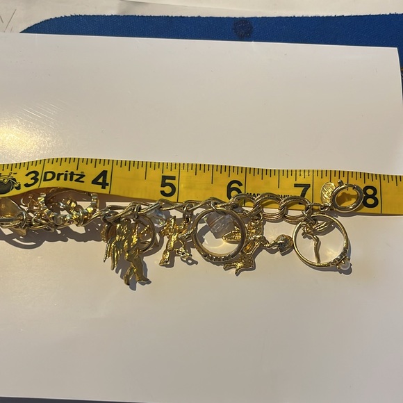 Kirks Folly charm bracelet crystal gold rings hearts cherubs dangles -Bnwot - Picture 14 of 15